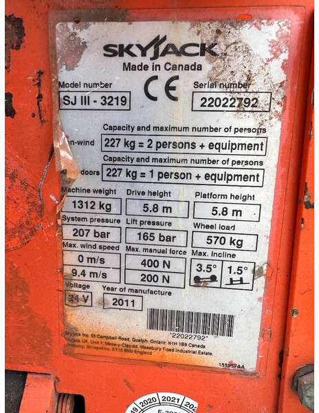 Šķērveida pacēlājs Skyjack SJ3219 elektro 8m (1499): foto 10