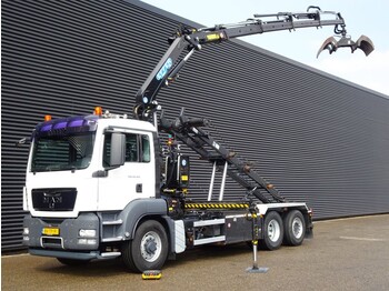 Kravas automašīna - kabeļu sistēma, Kravas auto ar manipulatoru MAN TGS 26.320 6x4 / EFFER 16 t/m crane + container system: foto 1