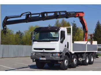 Bortu kravas automašīna/ Platforma Renault Kerax 420 Pritsche 6,60 m + KRAN 8x4 Top Zustand: foto 1
