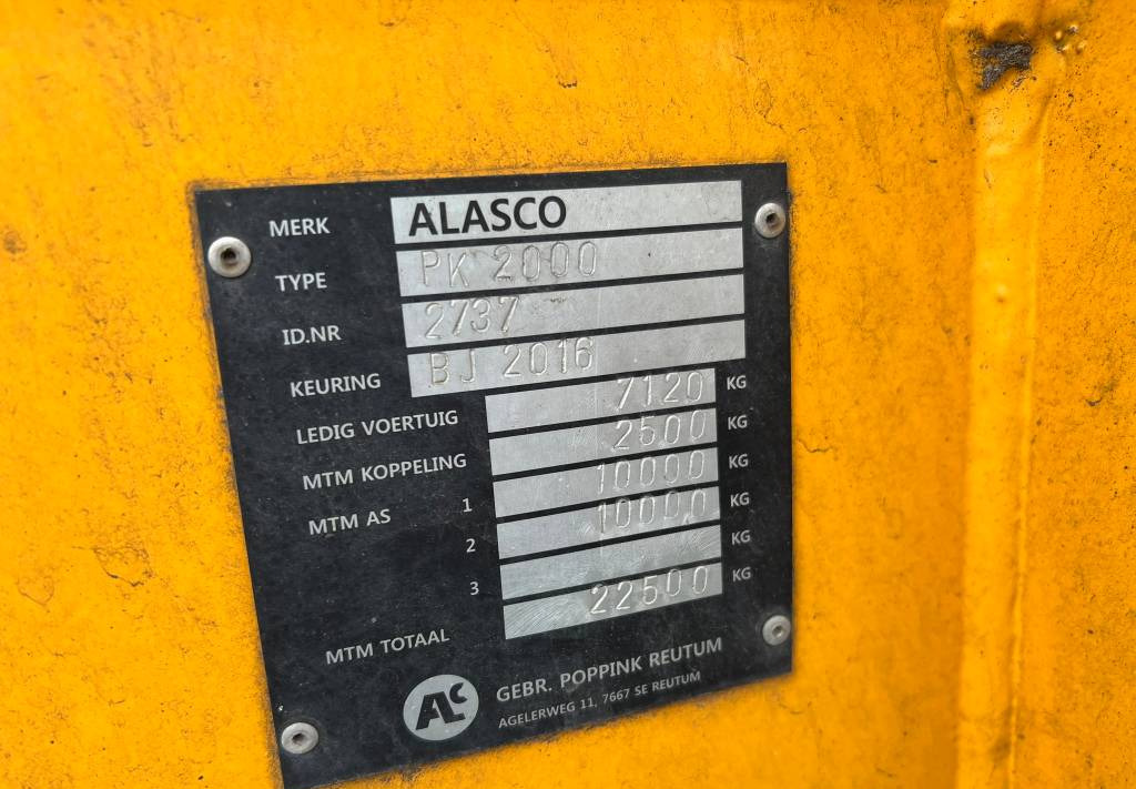 Lauksaimniecības piekabe-pašizgāzējs Alasco PK2000 kipper: foto 8