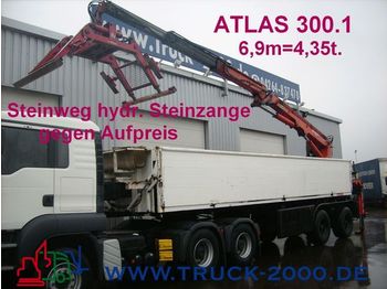 LANGENDORF Stein/Baustoff+Heck Kran ATLAS 300.1 Bj.1999 - Bortu puspiekabe/ Platforma