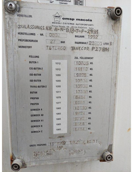 OMSP Macola Tanktrailer 20.200 Liter lpg Gas, Gaz, LPG, GPL, Propane, Butane tank ID 3.135 - Puspiekabe cisterna: foto 5