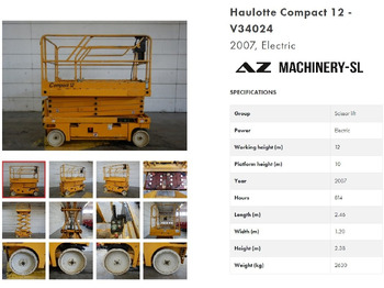 Šķērveida pacēlājs HAULOTTE Compact 12