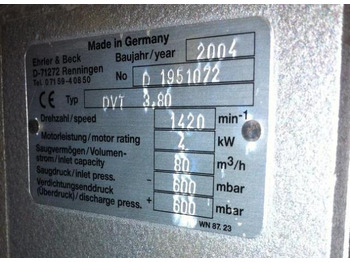 Industriālā iekārta Ehrler & Beck DVT 3.80 Pressure and vacuum compressor: foto 2