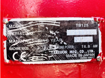 Mini-ekskavators Takeuchi TB125 (4004): foto 3