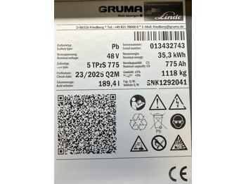 Akumulators GRUMA 48 Volt 5 PzS 775 Ah: foto 5