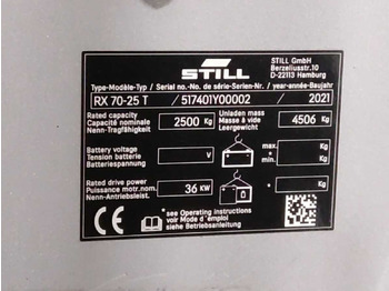 Autokrāvējs STILL RX70-25T 2021 FORKLIFT: foto 2