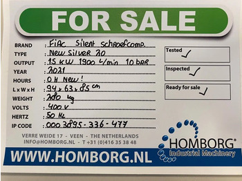 Jaunā Gaisa kompresors Fiac New Silver 20 Silent 15 kW 1900 L / min 10 Bar Elektrische Schroefcompressor: foto 2 Jaunā Gaisa kompresors Fiac New Silver 20 Silent 15 kW 1900 L / min 10 Bar Elektrische Schroefcompressor: foto 2