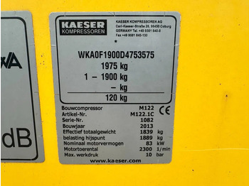 Gaisa kompresors Kaeser M122 Deutz 11.1 m3 / min 10 Bar 83 kW Mobiele Diesel Compressor: foto 3