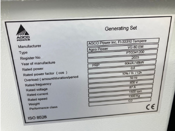 Jaunā Fermu aprīkojums Valtra Diesel-Generator VG60: foto 2