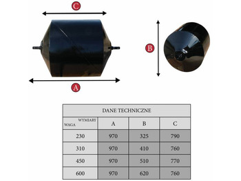 Pretsvars - Lauksaimniecības tehnika Kaber counterweight  type E (tube) - 230 kg: foto 3