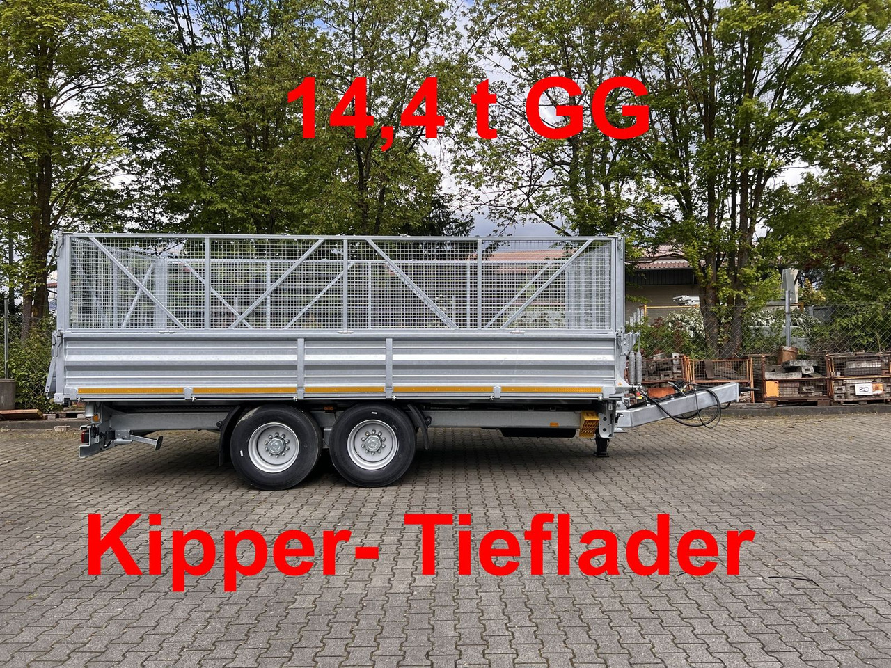 Möslein 14 t Tandem- Kipper Tieflader 5,70 m lang, Brei - Piekabe pašizgāzējs: foto 1 Möslein 14 t Tandem- Kipper Tieflader 5,70 m lang, Brei - Piekabe pašizgāzējs: foto 1