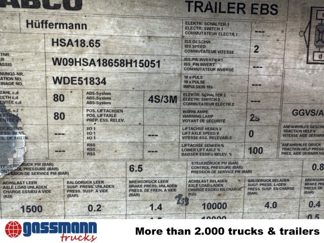 Hüffermann HSA 18.65 Schlittenabroller - Multilift/ Būvgružu konteinera piekabe: foto 5 Hüffermann HSA 18.65 Schlittenabroller - Multilift/ Būvgružu konteinera piekabe: foto 5