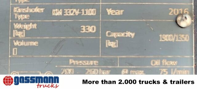 KINSHOFER KM 332-V-1100 Palettenzange - Satvērējs: foto 3 KINSHOFER KM 332-V-1100 Palettenzange - Satvērējs: foto 3