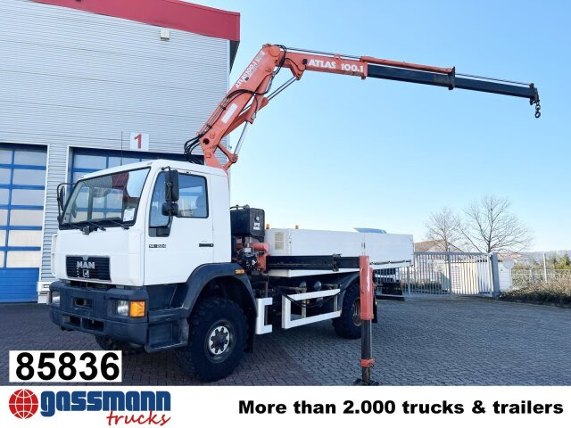 MAN 14.224 LAC 4x4 BB mit Kran Atlas 100.1 - Bortu kravas automašīna/ Platforma, Kravas auto ar manipulatoru: foto 1 MAN 14.224 LAC 4x4 BB mit Kran Atlas 100.1 - Bortu kravas automašīna/ Platforma, Kravas auto ar manipulatoru: foto 1