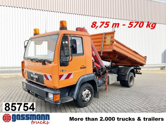 MAN 8.163 4x2 BB mit Kran Fassi F60A.23 - Kravas automašīna pašizgāzējs, Kravas auto ar manipulatoru: foto 1 MAN 8.163 4x2 BB mit Kran Fassi F60A.23 - Kravas automašīna pašizgāzējs, Kravas auto ar manipulatoru: foto 1