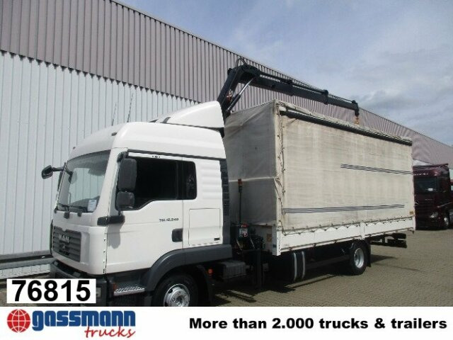 MAN TGL 12.240BL 4x2, mit Kran Hiab 088 mit Funk - Kravas automašīna ar tentu, Kravas auto ar manipulatoru: foto 1 MAN TGL 12.240BL 4x2, mit Kran Hiab 088 mit Funk - Kravas automašīna ar tentu, Kravas auto ar manipulatoru: foto 1