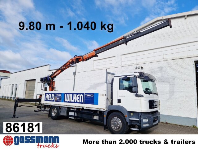 MAN TGM 18.340 4x2 BL, Atlas Ladekran 135.2 V, 9.8m - Bortu kravas automašīna/ Platforma, Kravas auto ar manipulatoru: foto 1 MAN TGM 18.340 4x2 BL, Atlas Ladekran 135.2 V, 9.8m - Bortu kravas automašīna/ Platforma, Kravas auto ar manipulatoru: foto 1