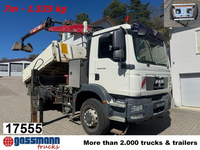 MAN TGM 18.340 4x4 BB mit Penz Kran 11.83 SH, Funk - Kravas automašīna pašizgāzējs, Kravas auto ar manipulatoru: foto 1 MAN TGM 18.340 4x4 BB mit Penz Kran 11.83 SH, Funk - Kravas automašīna pašizgāzējs, Kravas auto ar manipulatoru: foto 1