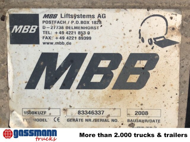 MBB 1500KUZF Ladebordwand unterfaltbar, 1,5t - Kravas lifts: foto 5 MBB 1500KUZF Ladebordwand unterfaltbar, 1,5t - Kravas lifts: foto 5