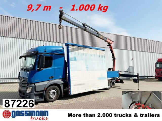 Mercedes-Benz Actros 1836 L 4x2, Glastransporter, Heckkran - Bortu kravas automašīna/ Platforma, Kravas auto ar manipulatoru: foto 1 Mercedes-Benz Actros 1836 L 4x2, Glastransporter, Heckkran - Bortu kravas automašīna/ Platforma, Kravas auto ar manipulatoru: foto 1