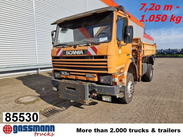 Scania 93H 250 4x4 mit Kran Palfinger PK8000, - Kravas automašīna pašizgāzējs, Kravas auto ar manipulatoru: foto 1 Scania 93H 250 4x4 mit Kran Palfinger PK8000, - Kravas automašīna pašizgāzējs, Kravas auto ar manipulatoru: foto 1