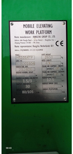 Šķērveida pacēlājs Hangcha HS1014TP (Nieuw, binnen 24h geleverd): foto 8