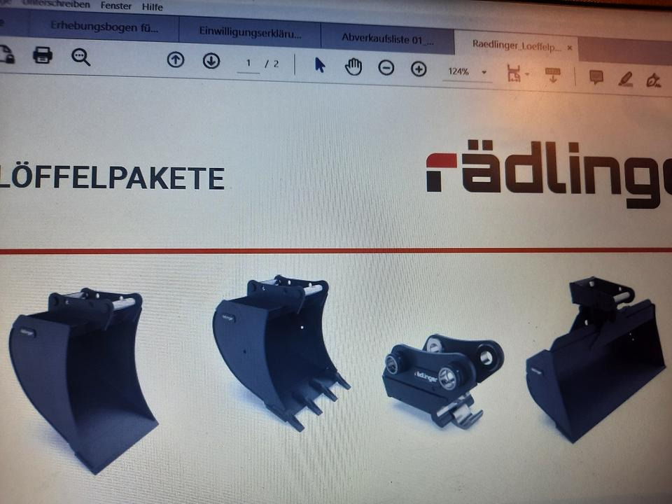 Rädlinger Löffelpaket 1 - 1,8 to mit MS 01 Schnellwechsler Bagger - Ekskavatora kauss: foto 1 Rädlinger Löffelpaket 1 - 1,8 to mit MS 01 Schnellwechsler Bagger - Ekskavatora kauss: foto 1