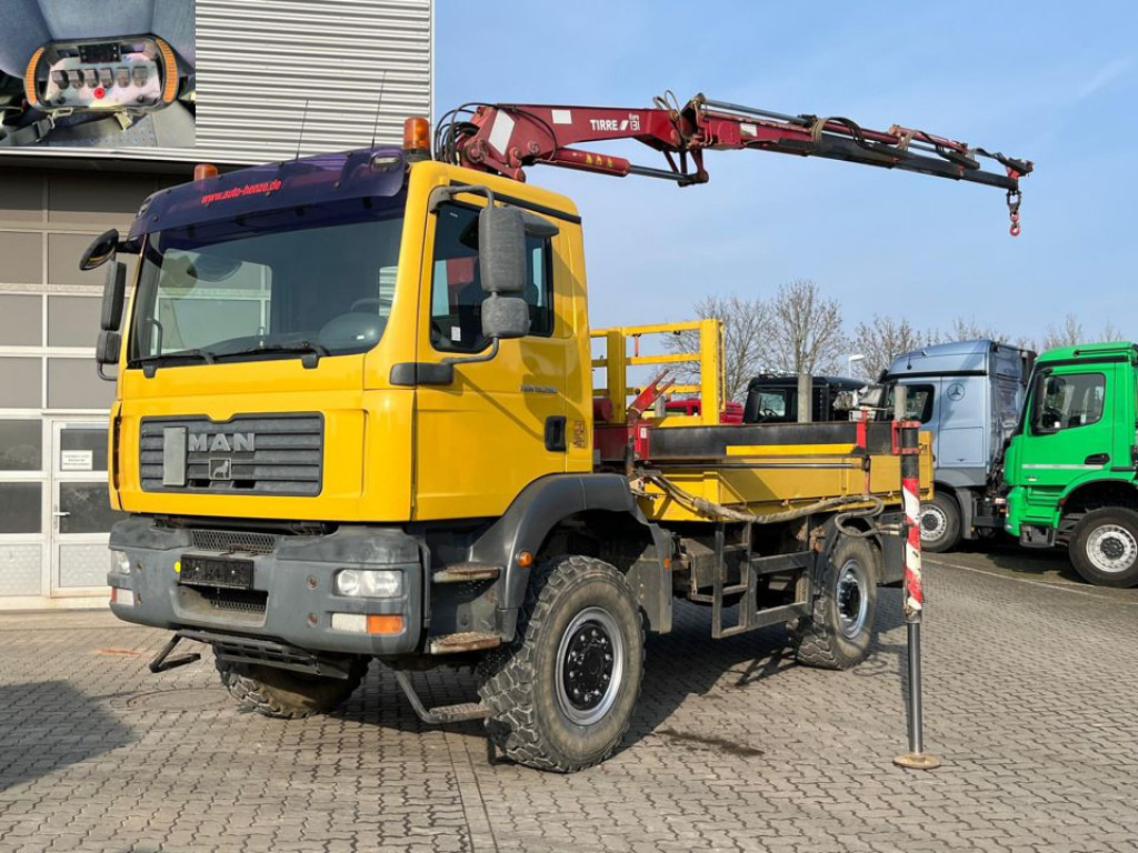 MAN TG-M 18.280 4x4 Pritsche Kran Singelreifen Funkfernbedienung - Bortu kravas automašīna/ Platforma, Kravas auto ar manipulatoru: foto 1 MAN TG-M 18.280 4x4 Pritsche Kran Singelreifen Funkfernbedienung - Bortu kravas automašīna/ Platforma, Kravas auto ar manipulatoru: foto 1