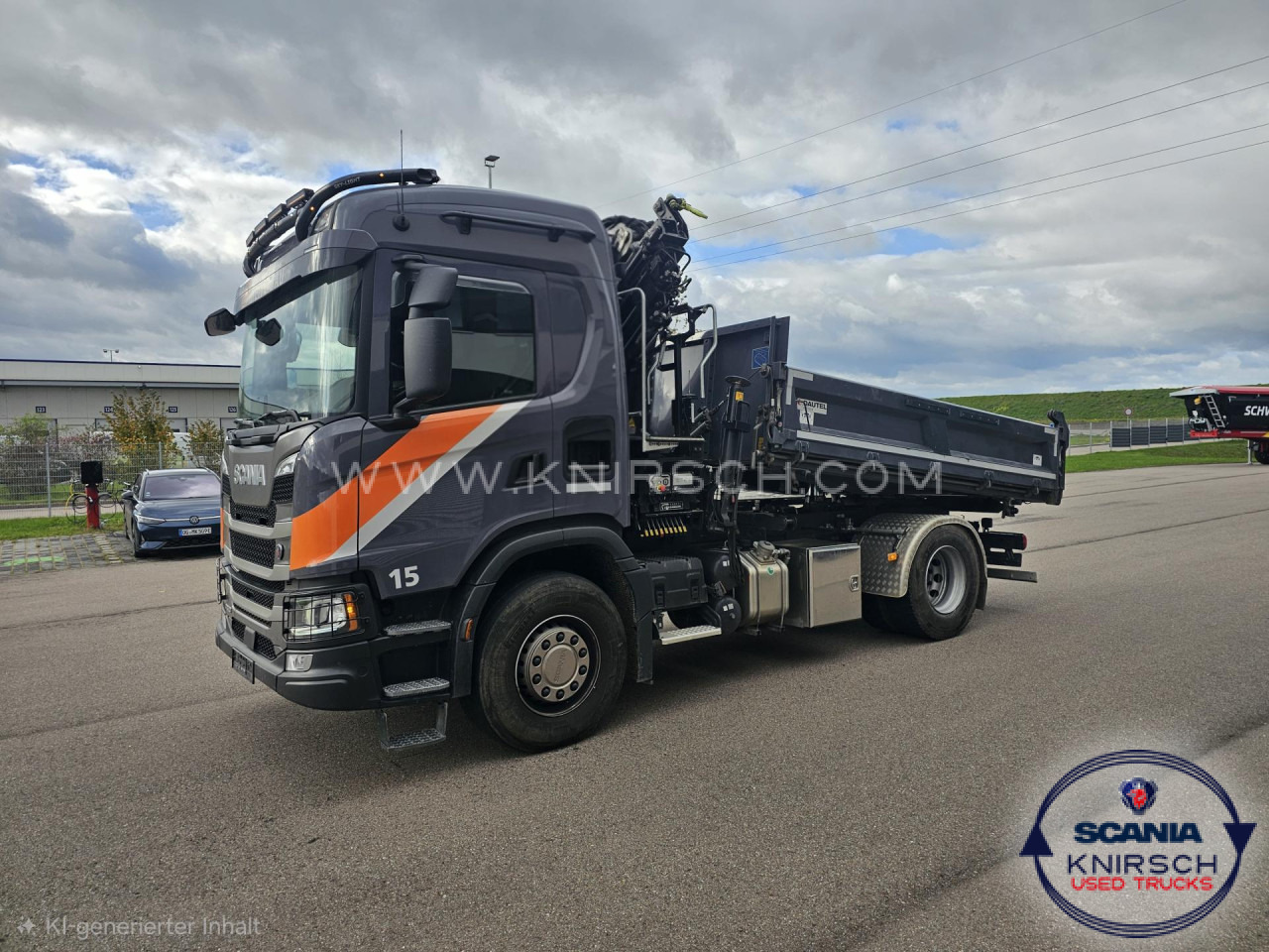 SCANIA G 320 B4x2NA 3-Seitenkipper Dautel mit Kran Hiab - Komercauto pašizgāzējs: foto 1 SCANIA G 320 B4x2NA 3-Seitenkipper Dautel mit Kran Hiab - Komercauto pašizgāzējs: foto 1