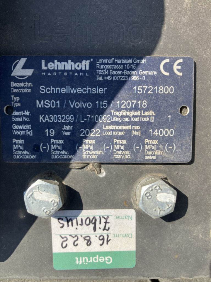 Lehnhoff Schnellwechsler mech. - Ātrā sakabe: foto 3 Lehnhoff Schnellwechsler mech. - Ātrā sakabe: foto 3
