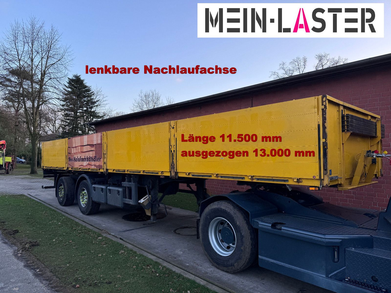 Ackermann Baustoffpritsche 11.5-13 m Lenkachse NL 19t - Bortu puspiekabe/ Platforma: foto 1 Ackermann Baustoffpritsche 11.5-13 m Lenkachse NL 19t - Bortu puspiekabe/ Platforma: foto 1