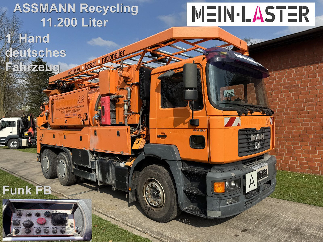 MAN FE 410 Assmann Saug HD Spüler Recycling + FB. - Asenizācijas mašīna: foto 1 MAN FE 410 Assmann Saug HD Spüler Recycling + FB. - Asenizācijas mašīna: foto 1