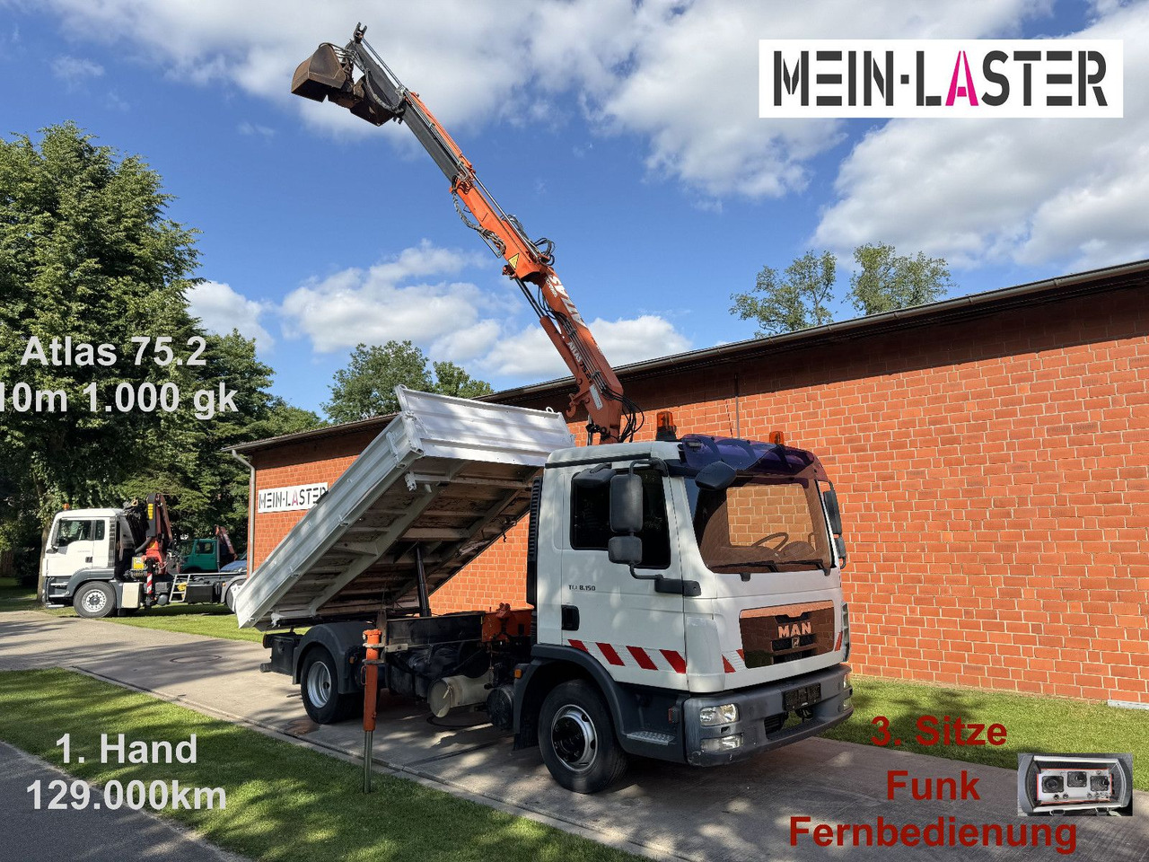 MAN TGL 8.150 3 S-Kipper Atlas 75 10m -1t. Funk FB - Komercauto pašizgāzējs: foto 1 MAN TGL 8.150 3 S-Kipper Atlas 75 10m -1t. Funk FB - Komercauto pašizgāzējs: foto 1