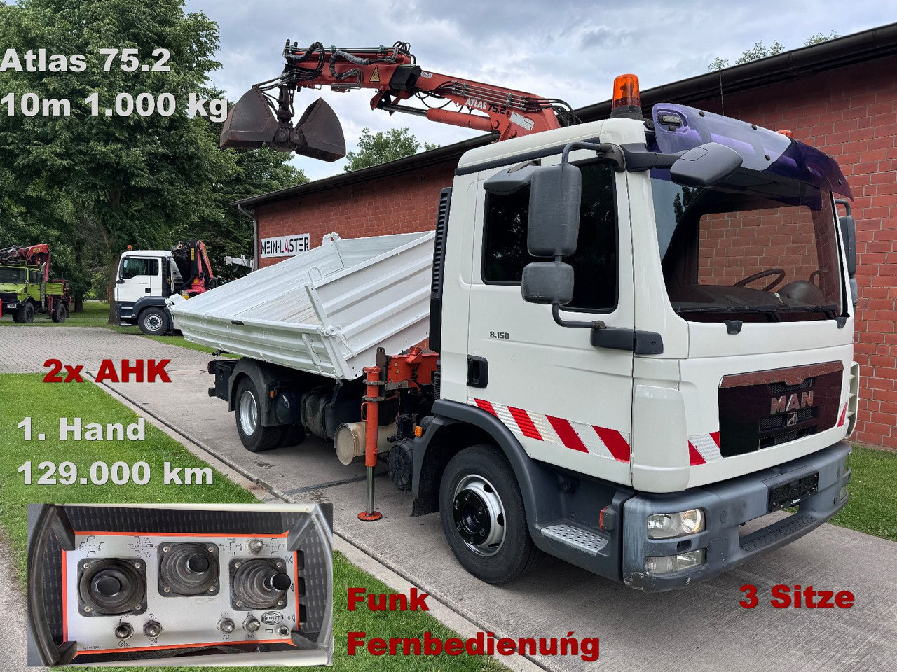 MAN TGL 8.150 3 S-Kipper Atlas 75 10m -1t. Funk FB - Komercauto pašizgāzējs: foto 1 MAN TGL 8.150 3 S-Kipper Atlas 75 10m -1t. Funk FB - Komercauto pašizgāzējs: foto 1
