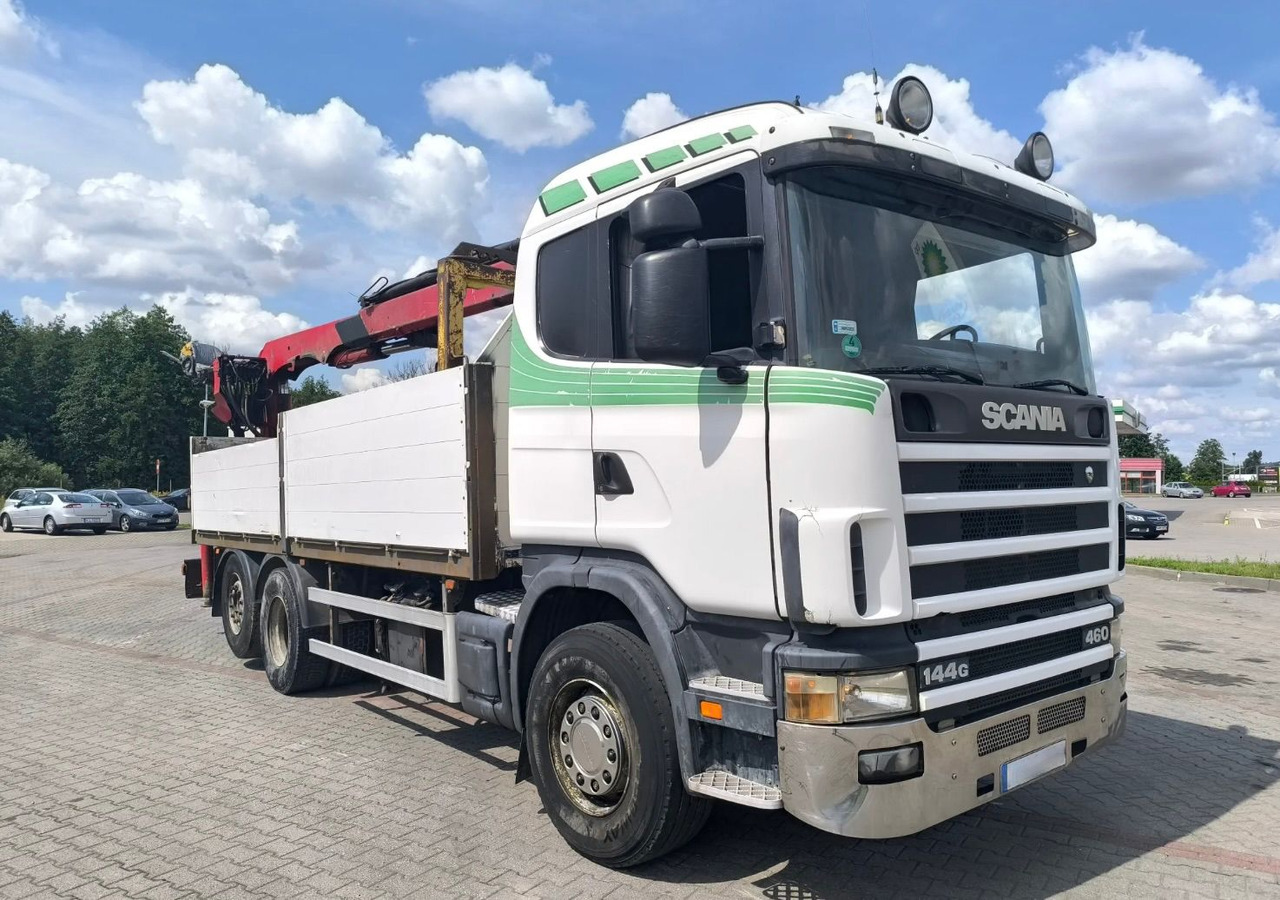SCANIA 144.460 - Bortu kravas automašīna/ Platforma, Kravas auto ar manipulatoru: foto 1 SCANIA 144.460 - Bortu kravas automašīna/ Platforma, Kravas auto ar manipulatoru: foto 1
