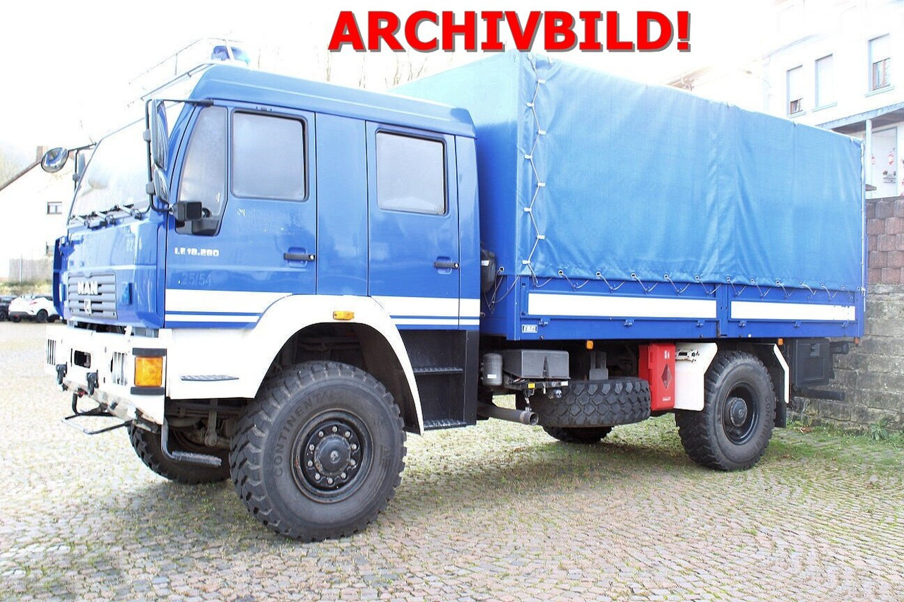 MAN LE 18.280 4x4 BB Doka, BRANDSCHADEN! LE 18.280 4x4 BB Doka, Ex-THW, LBW, BRANDSCHADEN! - Bortu kravas automašīna/ Platforma: foto 1 MAN LE 18.280 4x4 BB Doka, BRANDSCHADEN! LE 18.280 4x4 BB Doka, Ex-THW, LBW, BRANDSCHADEN! - Bortu kravas automašīna/ Platforma: foto 1