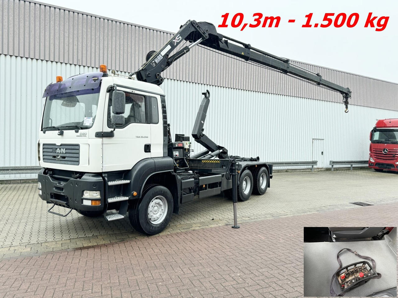 MAN TGA 33.350 6X4 BB TGA 33.350 6X4 BB mit Kran Hiab 166 E-3 HiDuo, Funk - Pacēlājs ar āķi, Kravas auto ar manipulatoru: foto 1 MAN TGA 33.350 6X4 BB TGA 33.350 6X4 BB mit Kran Hiab 166 E-3 HiDuo, Funk - Pacēlājs ar āķi, Kravas auto ar manipulatoru: foto 1