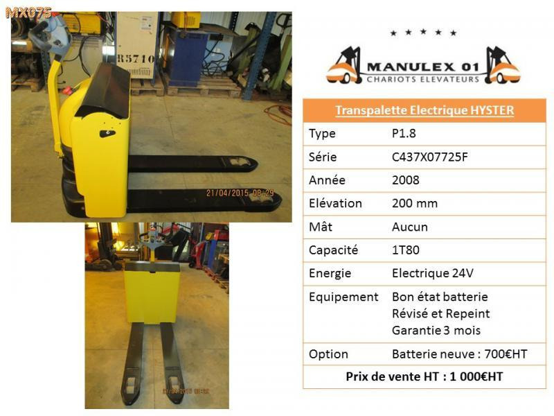 Hyster P1.8 - Rokas palešu ratiņi: foto 2 Hyster P1.8 - Rokas palešu ratiņi: foto 2
