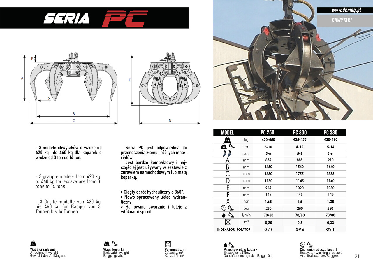 DEMOQ PC250 Hydraulic Polyp -grab - Greiferi - Celtniecības tehnika: foto 5 DEMOQ PC250 Hydraulic Polyp -grab - Greiferi - Celtniecības tehnika: foto 5