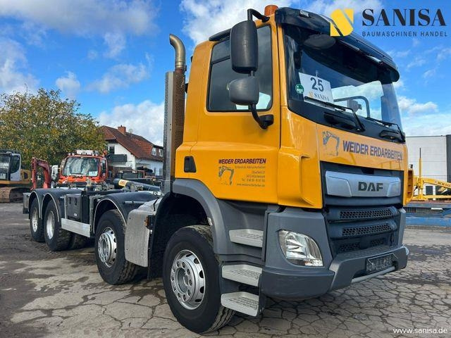 DAF CF 450/Abrollkipper HYVA 30-67-S 30TON/Lenkachse - Pacēlājs ar āķi: foto 1 DAF CF 450/Abrollkipper HYVA 30-67-S 30TON/Lenkachse - Pacēlājs ar āķi: foto 1