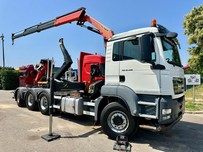 MAN TGS 35.400 8x4 TRIDEM HOOKLIFT T22 + CRANE PALFINGER PK 18001 EH + RADIO - EURO 5 - LIFT/STEERING AXLE - BE TRUCK - Pacēlājs ar āķi, Kravas auto ar manipulatoru: foto 1 MAN TGS 35.400 8x4 TRIDEM HOOKLIFT T22 + CRANE PALFINGER PK 18001 EH + RADIO - EURO 5 - LIFT/STEERING AXLE - BE TRUCK - Pacēlājs ar āķi, Kravas auto ar manipulatoru: foto 1