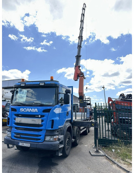 Bortu kravas automašīna/ Platforma, Kravas auto ar manipulatoru Scania G440 8x4 PRITSCHE + (25m!) KRAN PALFINGER PK78002 SH G 8x + WINCH - PLATFORM 6m25 - SCHALT - AP ACHSEN - BLATT - EURO 5 - BELGISCHE: foto 16