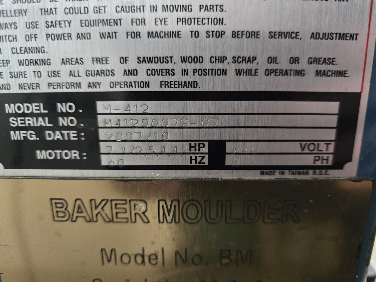 BAKER M-412 - Kokapstrādes iekārta: foto 4 BAKER M-412 - Kokapstrādes iekārta: foto 4
