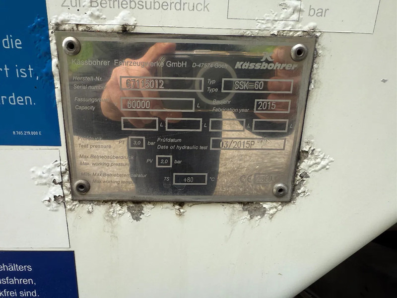 Puspiekabe cisterna Kässbohrer SSK-60 Kipp-Silo 60.000liter TOP ZUSTAND HOLLAND TRAILER!!!!!!!!!: foto 20