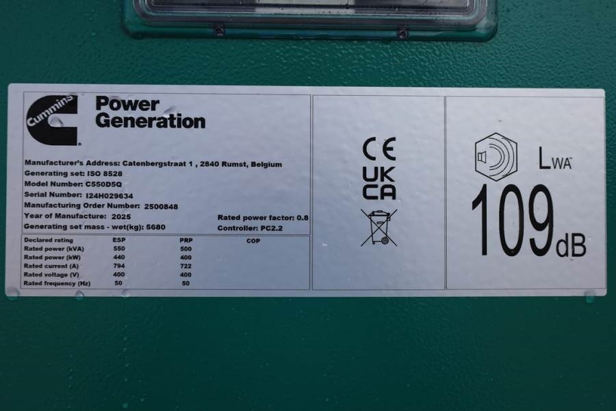 Elektroģenerators Cummins C550D5Q Declaration of Conformity, Diesel, 550kVA,: foto 7 Elektroģenerators Cummins C550D5Q Declaration of Conformity, Diesel, 550kVA,: foto 7