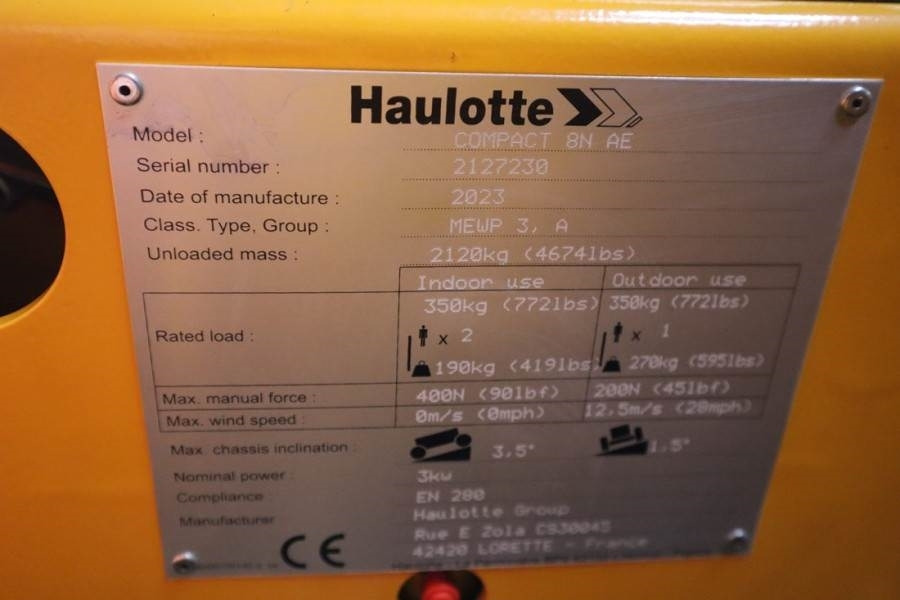 Šķērveida pacēlājs Haulotte Compact 8N Valid inspection, *Guarantee! 8m Workin: foto 16
