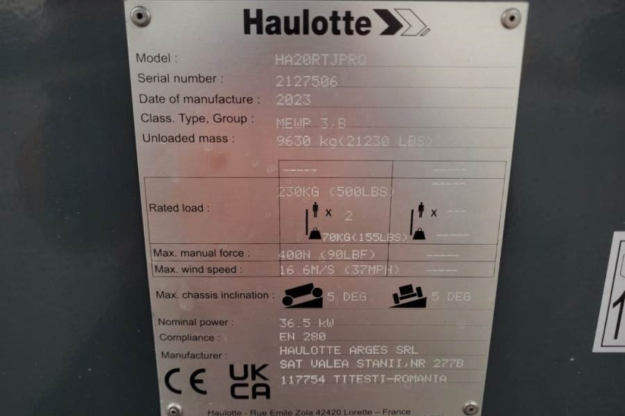 Haulotte HA20RTJ Pro Valid inspection, *Guarantee! 20.6 m W - Izlices pacēlājs: foto 5 Haulotte HA20RTJ Pro Valid inspection, *Guarantee! 20.6 m W - Izlices pacēlājs: foto 5