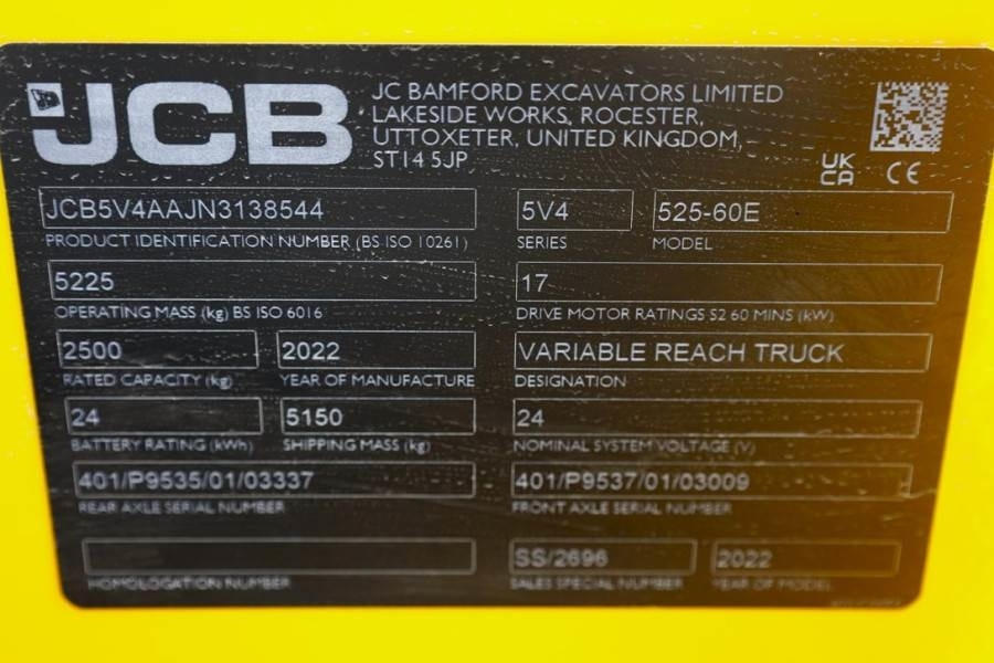 Teleskopiskais iekrāvējs JCB 525-60E Guarantee! Fully Electric, 2500kg Capacity: foto 6