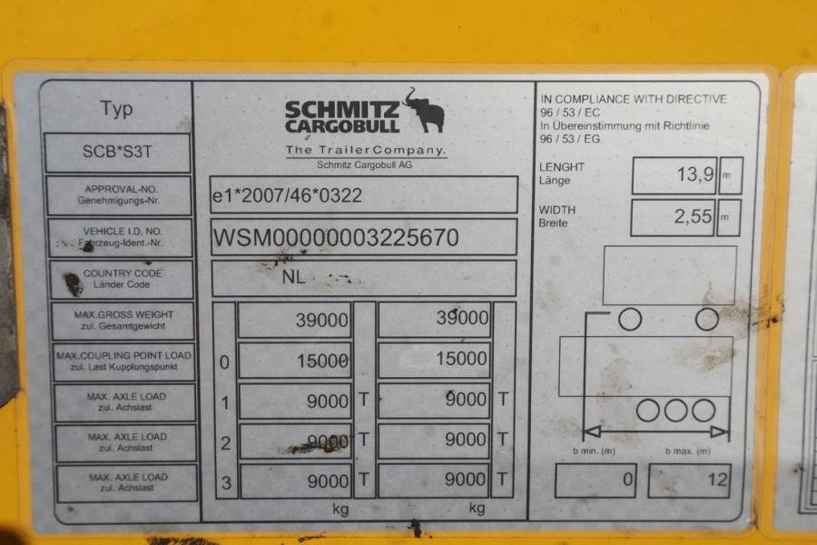 Piekabe ar tentu Schmitz Cargobull SCB3ST CoC Documents, TuV Loading Certif: foto 6